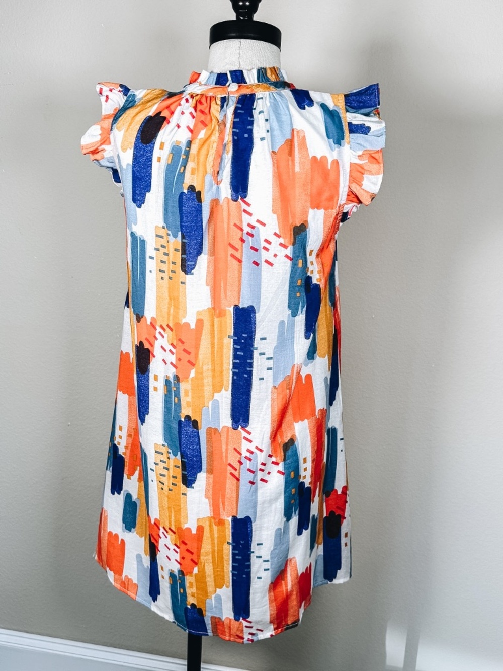 THML Abstract Print Flutter Sleeve Swing Dress XS - D3 - Picture 3 of 12